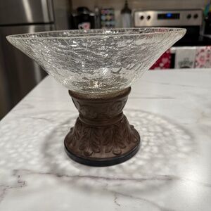 This is a Vintage hand-blown crackle glass bowl by Creative Home Accents